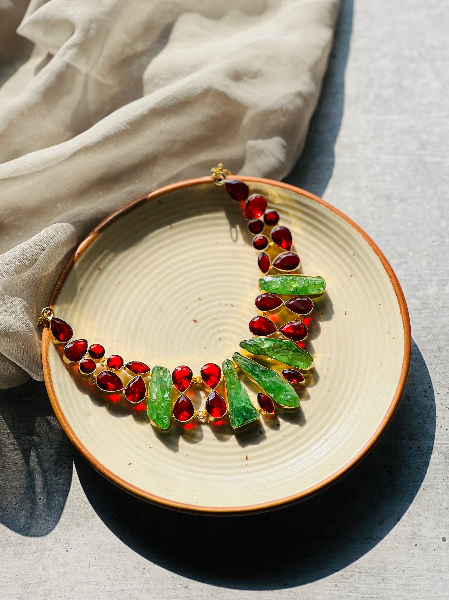 Royal Crimson Bloom Statement Necklace