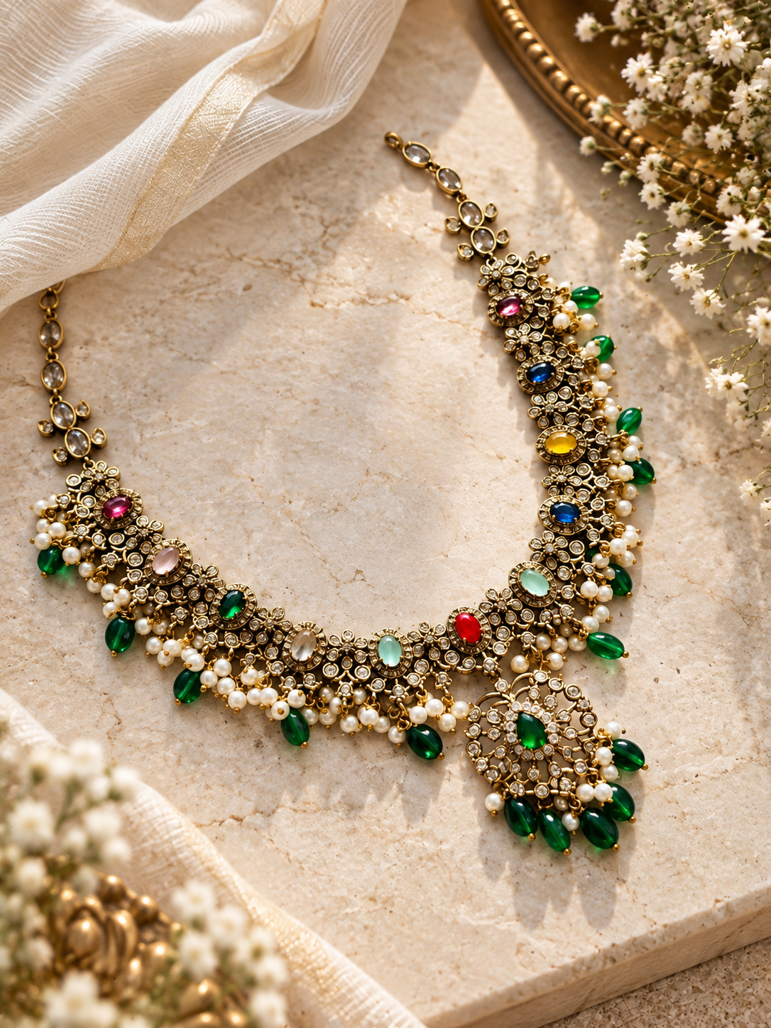 Emerald Royale Multicolour Necklace Set