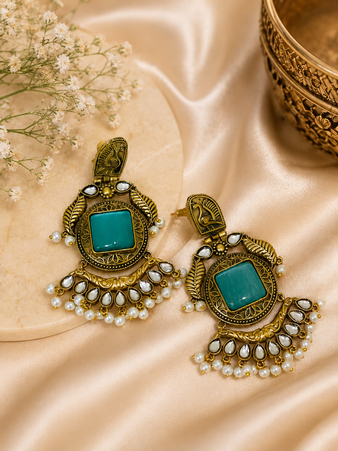 Mayura Pearl Chandbali Earrings