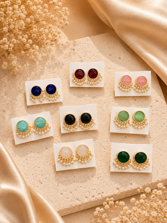 Elvara Stone Pearl Studs
