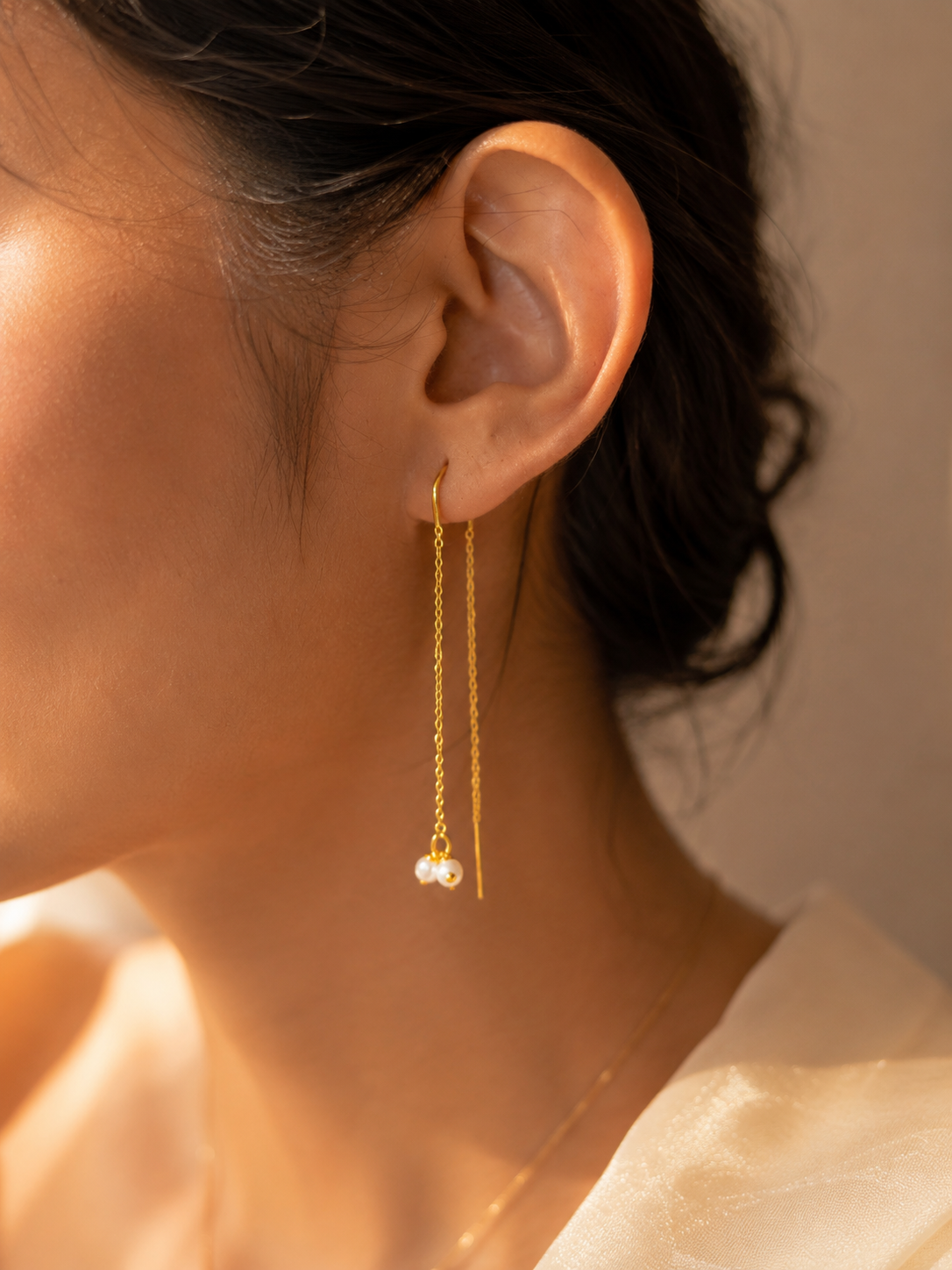Pearl Whisper Thread Earrings