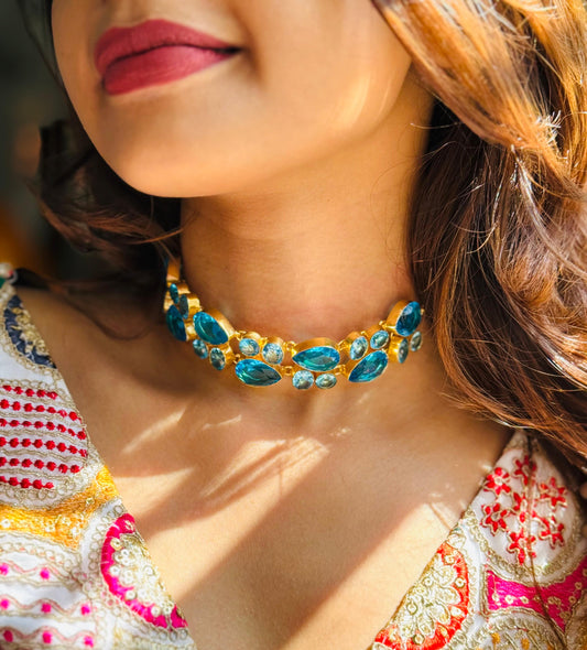TAMAYA BLUE STONE CHOKER - Necklaces