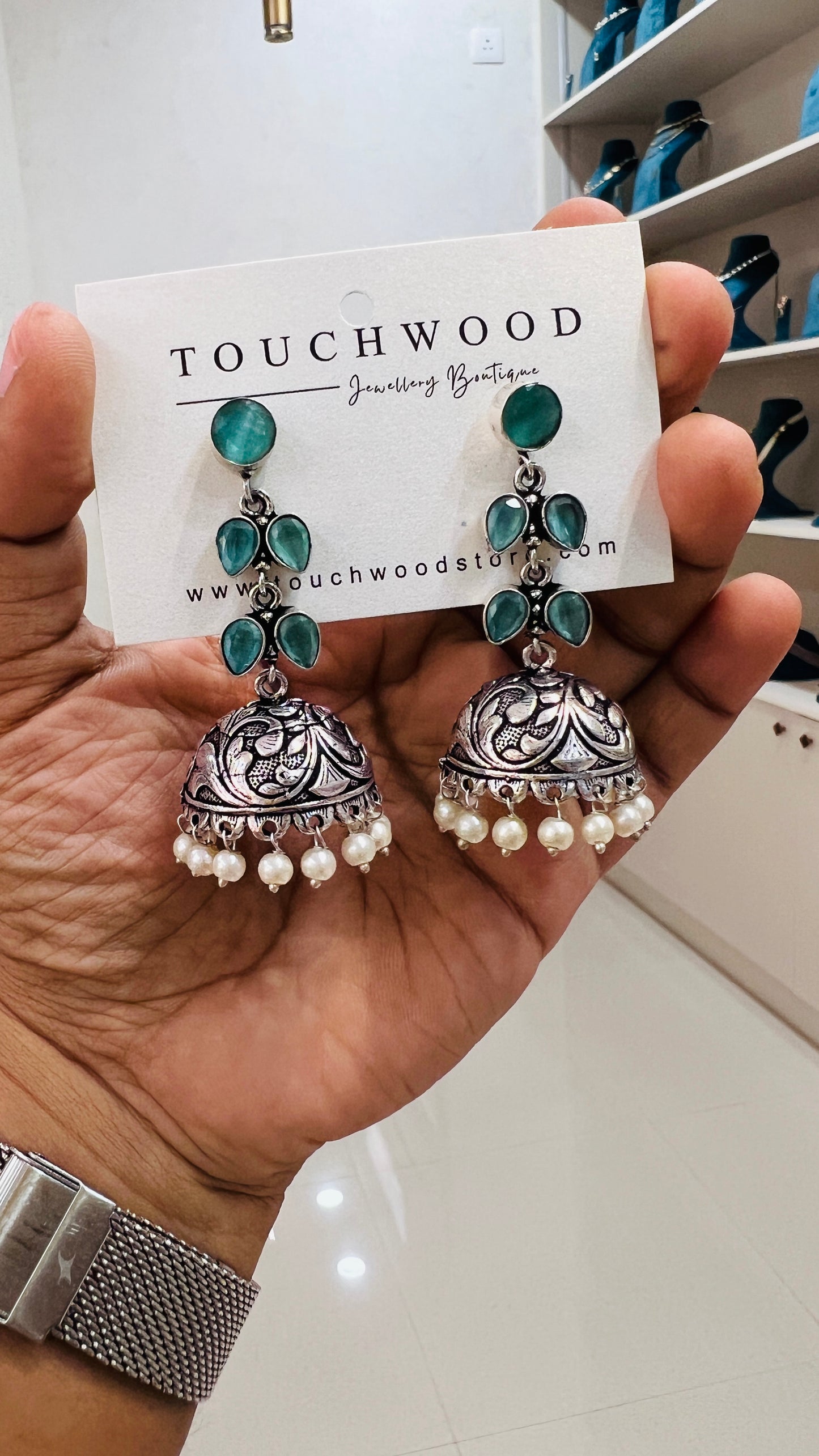 Pearl Bloom Jhumkas