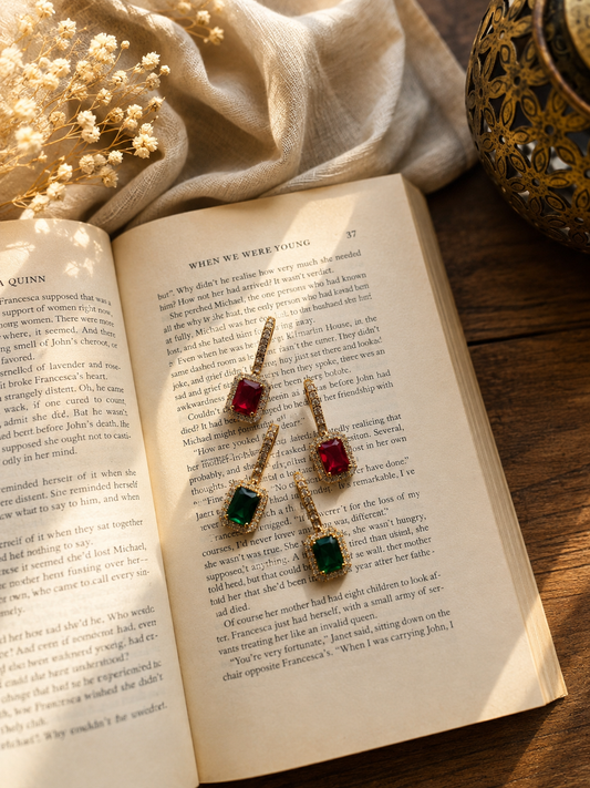 Ruby Emerald Cascade Earrings