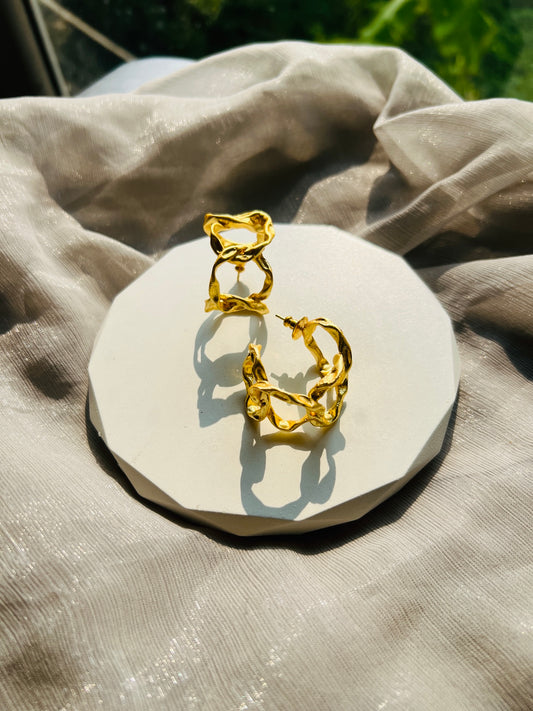 Molten Gold Sculpt Hoop Earrings