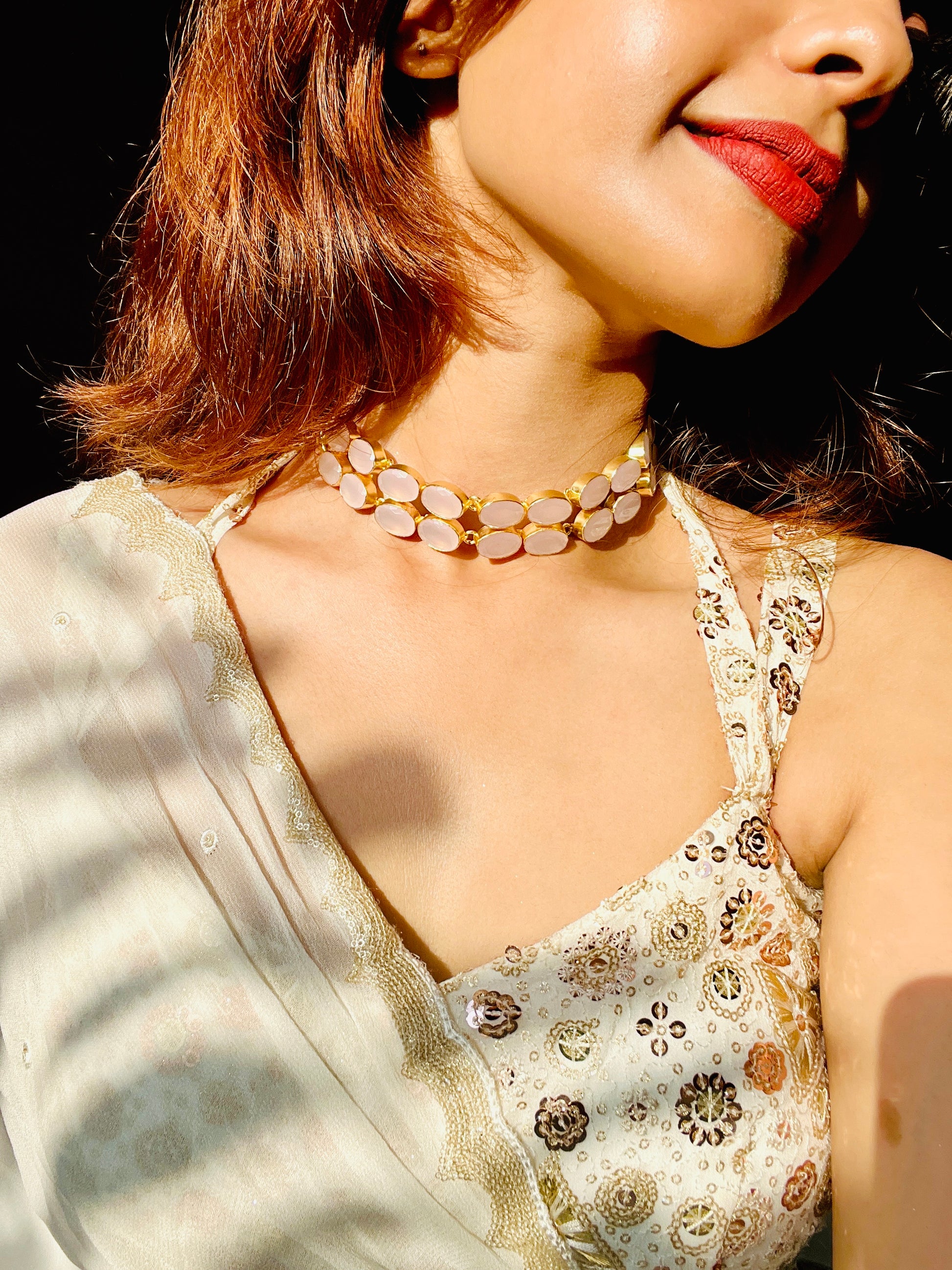 Blush Pink Stone Choker - Neckpiece