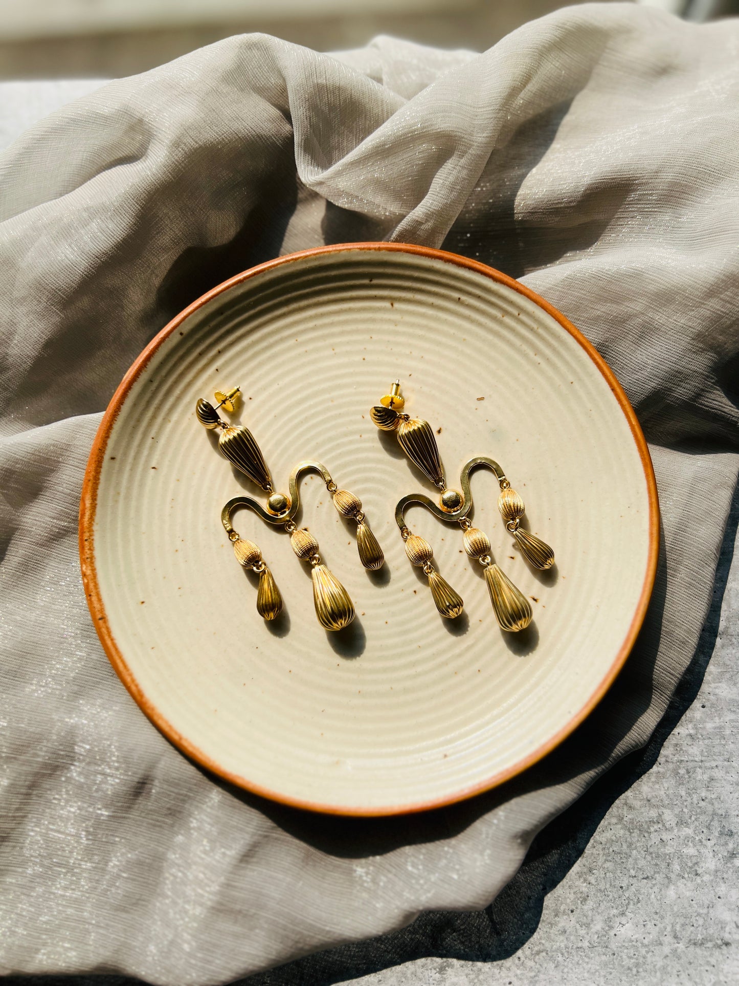 Golden Cascade Charm Earrings
