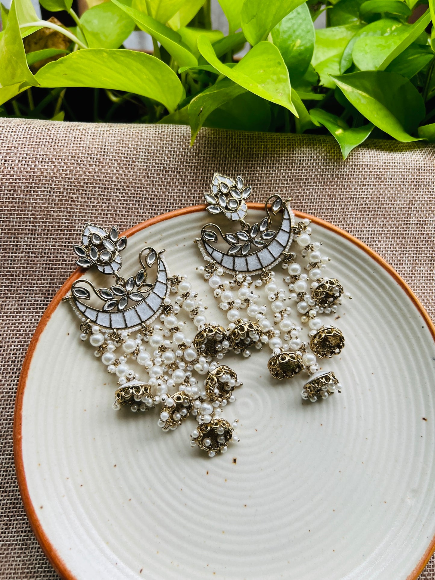 KUNDAN MOON FALL EARRING - Earrings