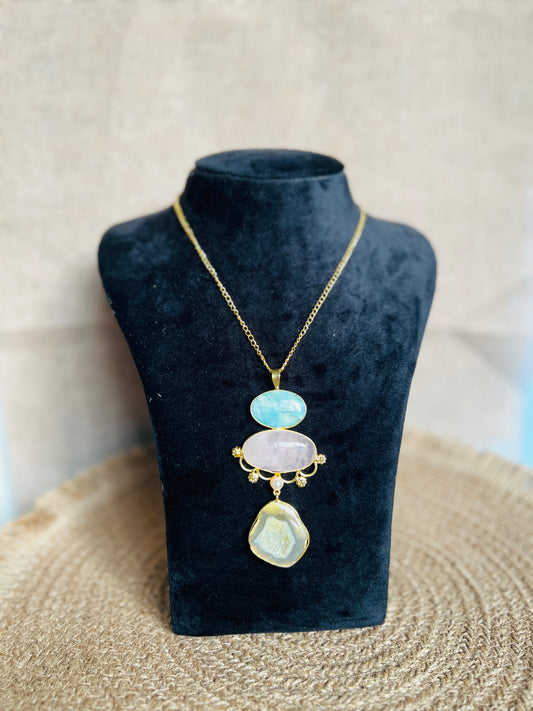 Long Layer Stone Neckchain - Neckpiece