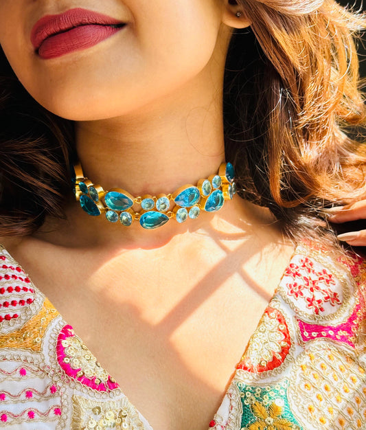 TAMAYA BLUE STONE CHOKER - Necklaces