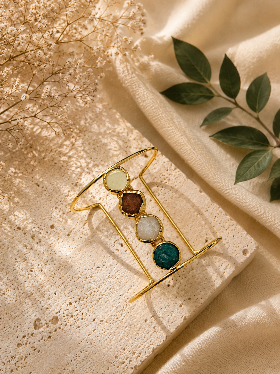 Linear Adjustable Gold Bangle
