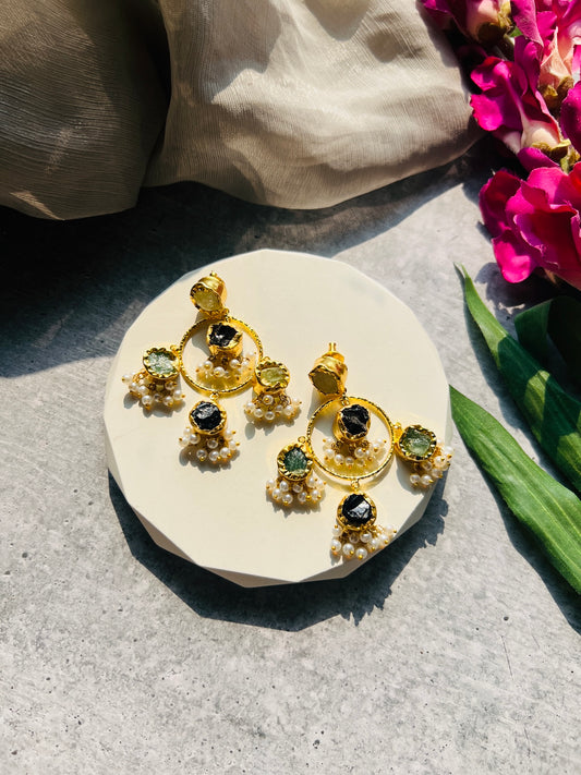 Noir Gulab Halo Earrings