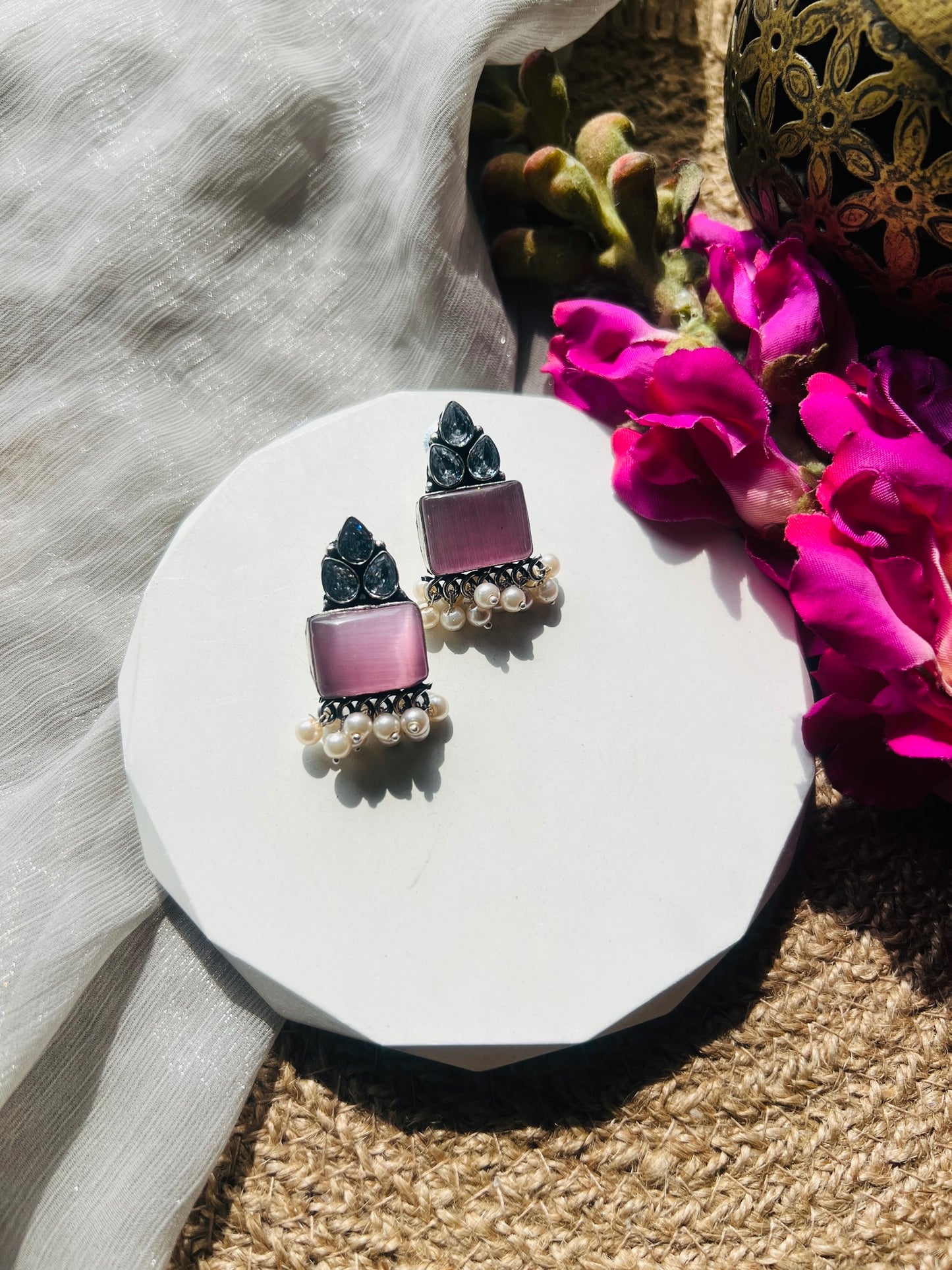 Pearl Glow Silver Studs -
