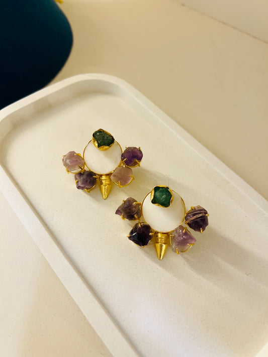 Blush Ember Stone Statement Earrings