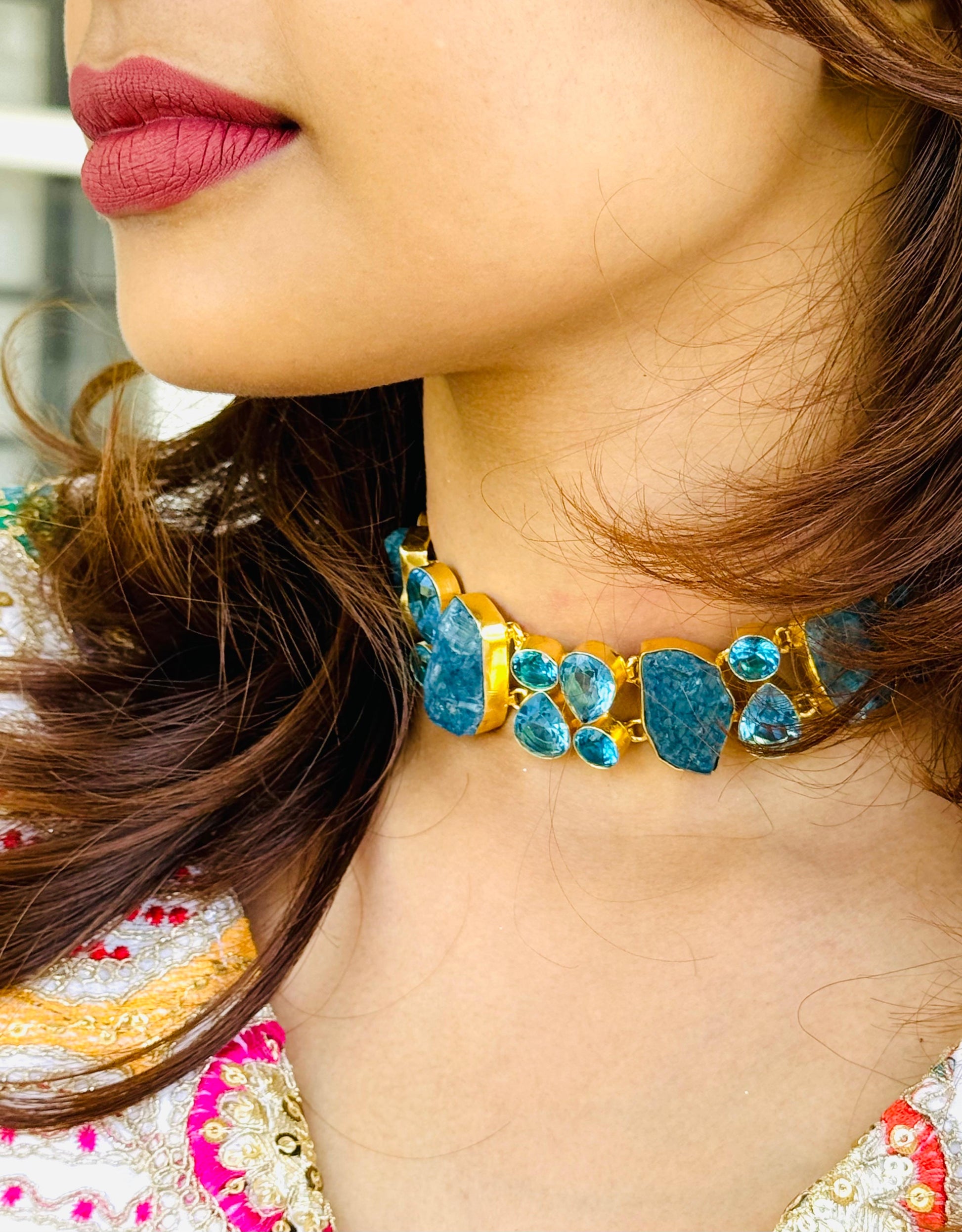 BENNETT AQUA BLUE CHOKER - Neckpiece