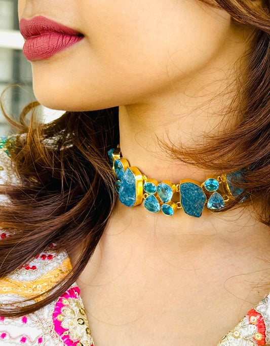 BENNETT AQUA BLUE CHOKER - Neckpiece