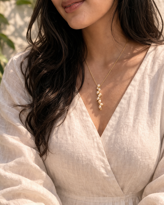 Pearl Cascade Gold Chain Necklace