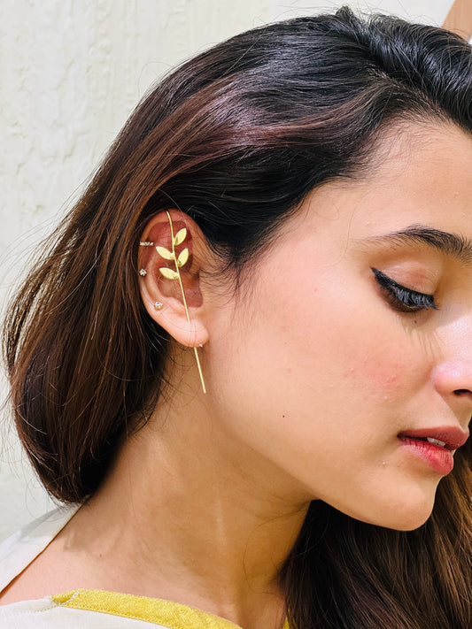 Willow Leaf Needle Ear Cuff