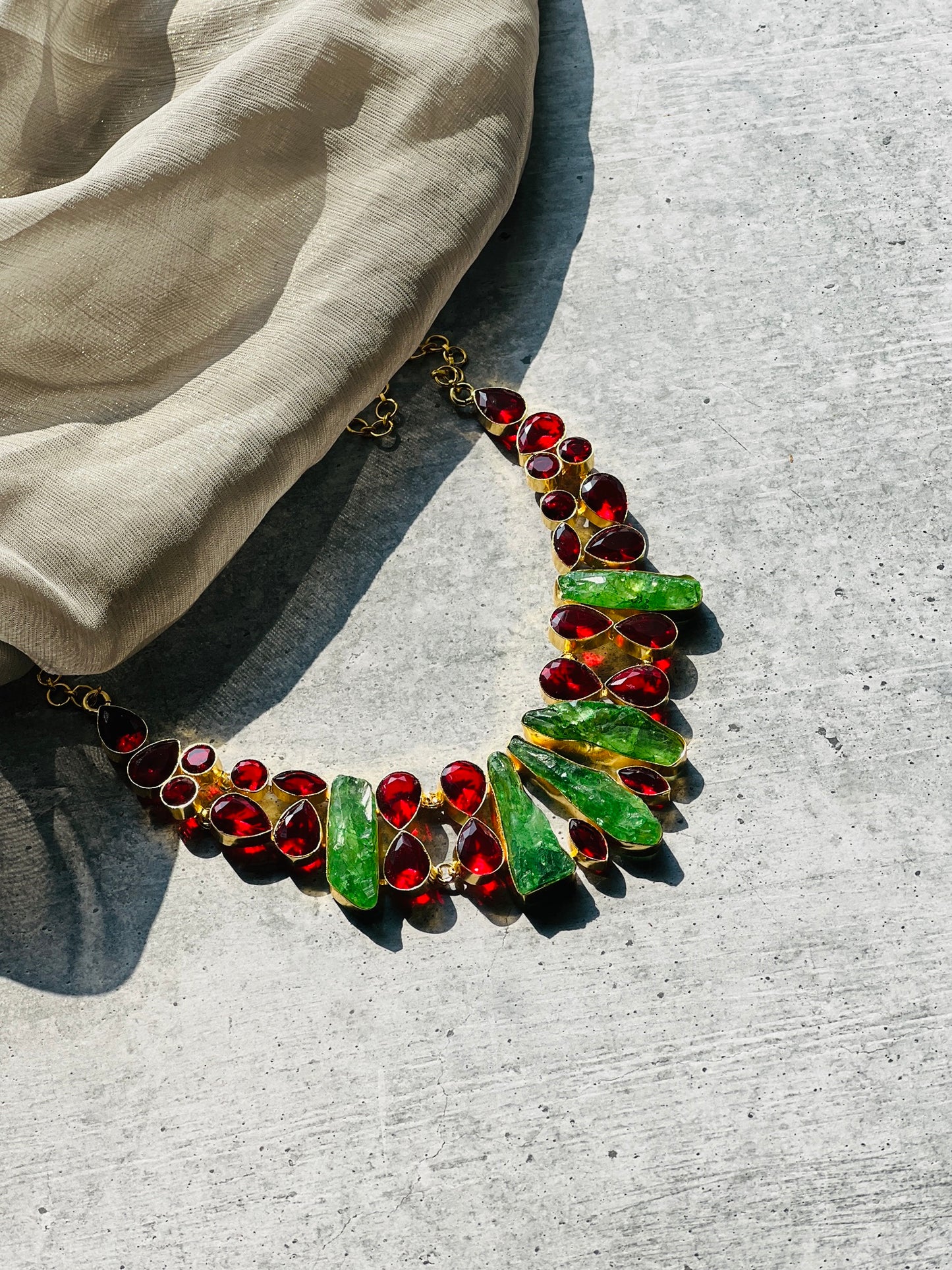 Royal Crimson Bloom Statement Necklace