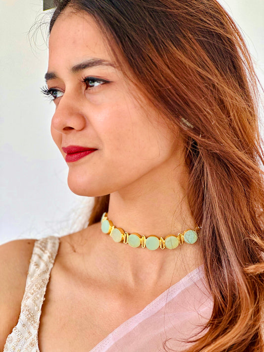 Pastel Blue Stone Choker - Neckpiece