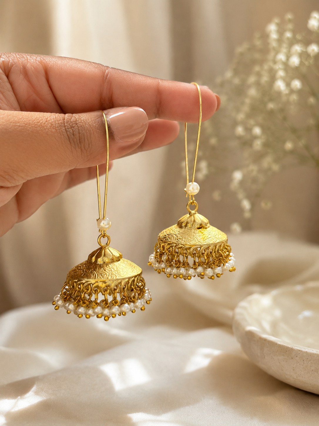 Noor Pearl Jhumkas