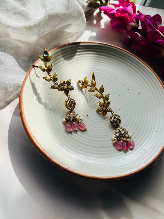 Blush Bloom Leaf Cuff - Earrings