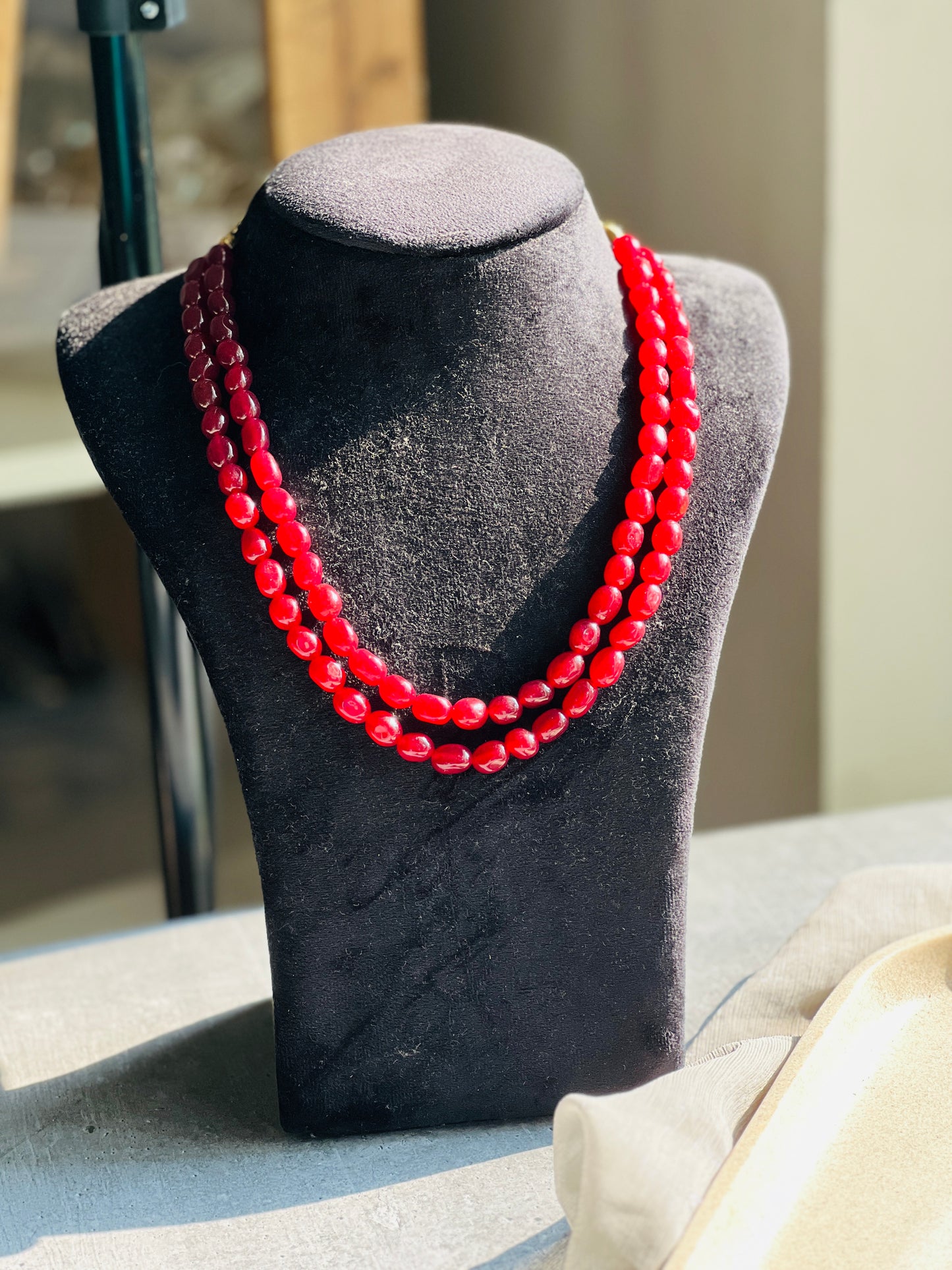 Pebble Stone Double Layer Necklace