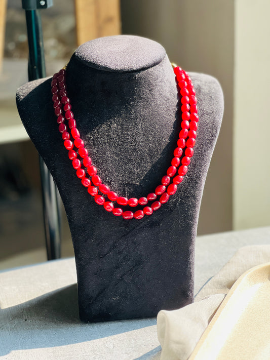 Pebble Stone Double Layer Necklace