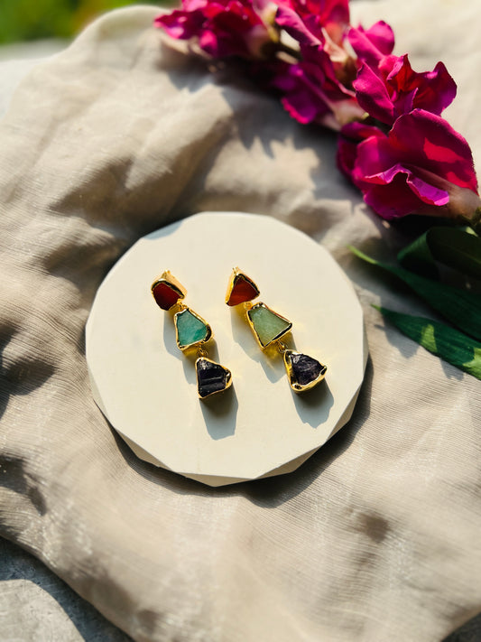 Raw Luxe Natural Stone Drop Earrings