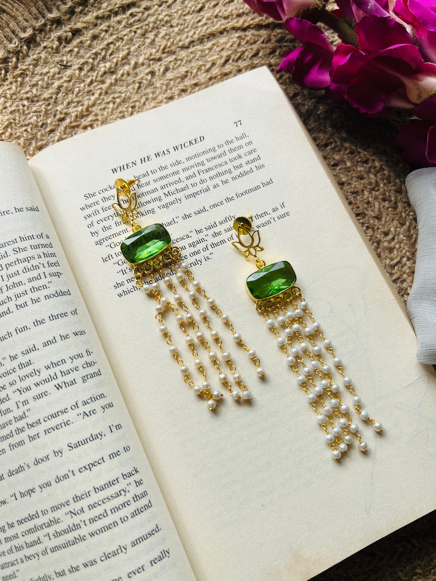 Lotus Radiance Pearl Dangle Earrings