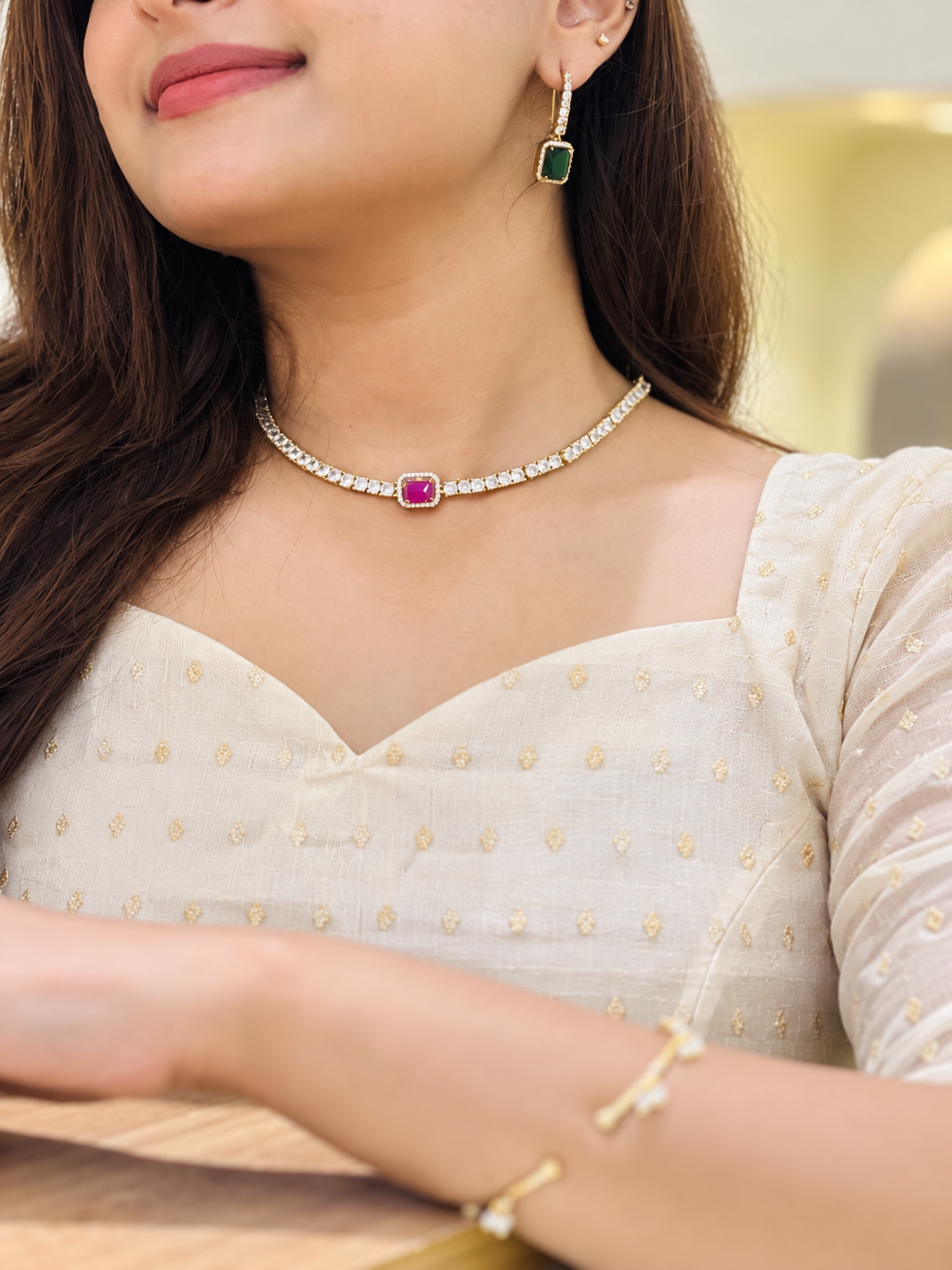 Ruby Solitaire Spark Necklace