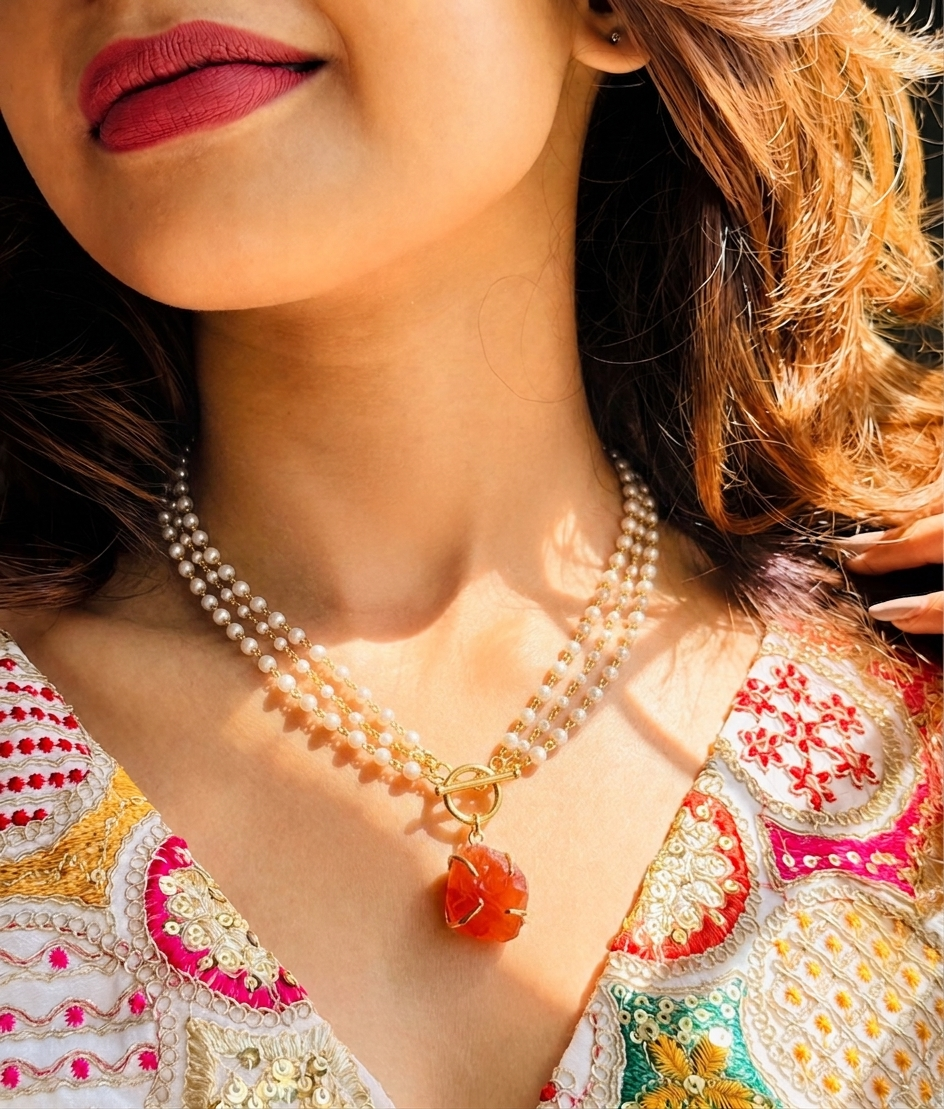 Pearl Prism Natural Stone Necklace