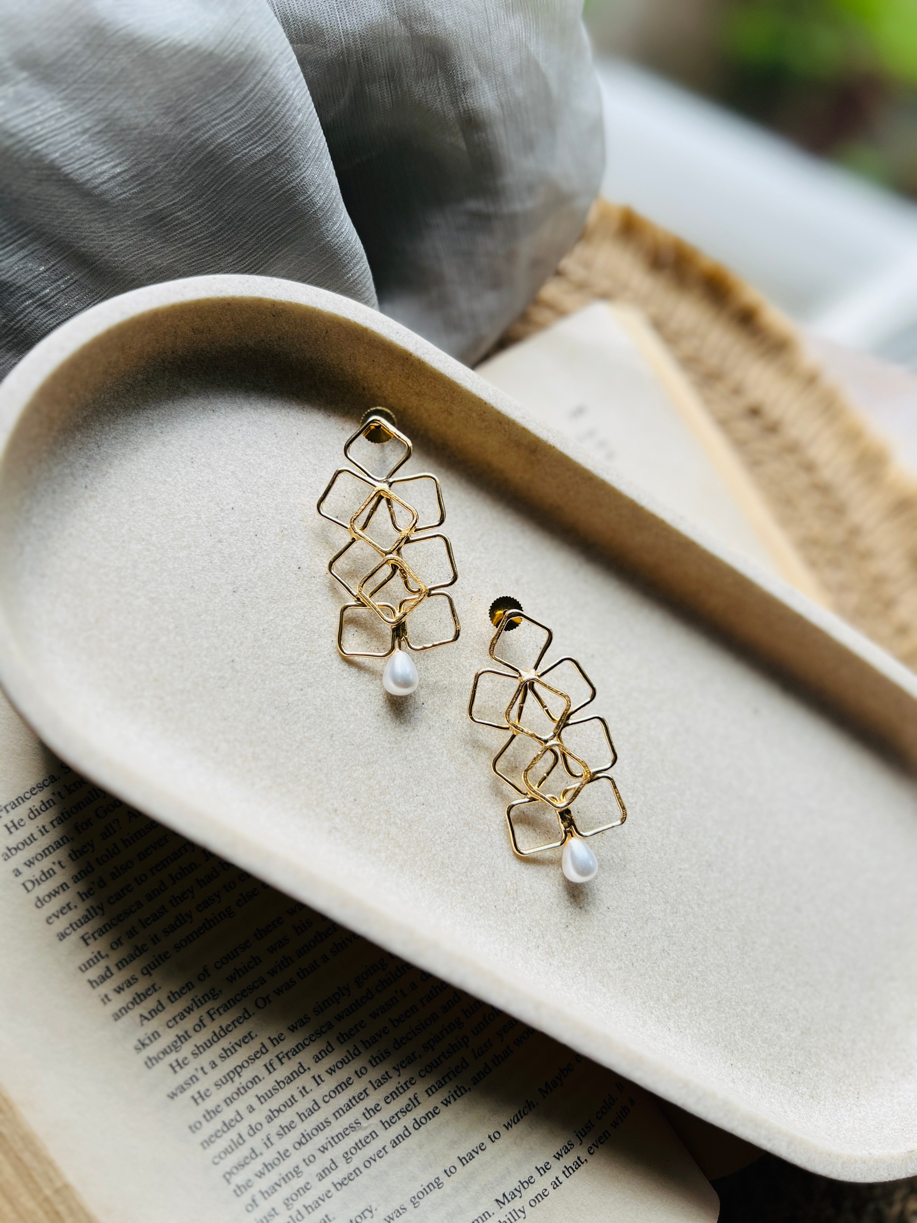 Ivory Grid Drop Earrings – TOUCHWOOD STORE