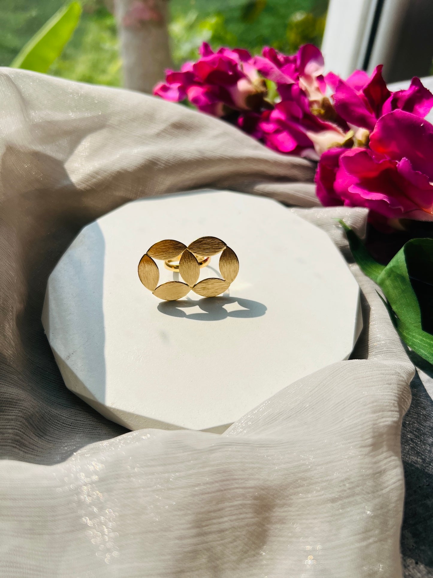 Golden Petal Adjustable Ring