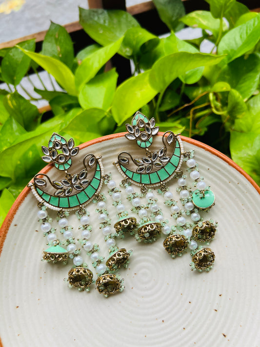 KUNDAN MOON FALL EARRING - Earrings