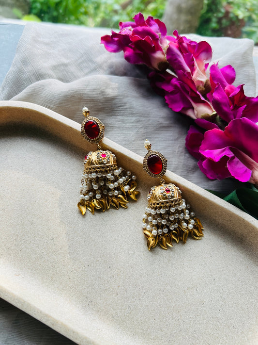 Gulnaar Pearl Jhumkas