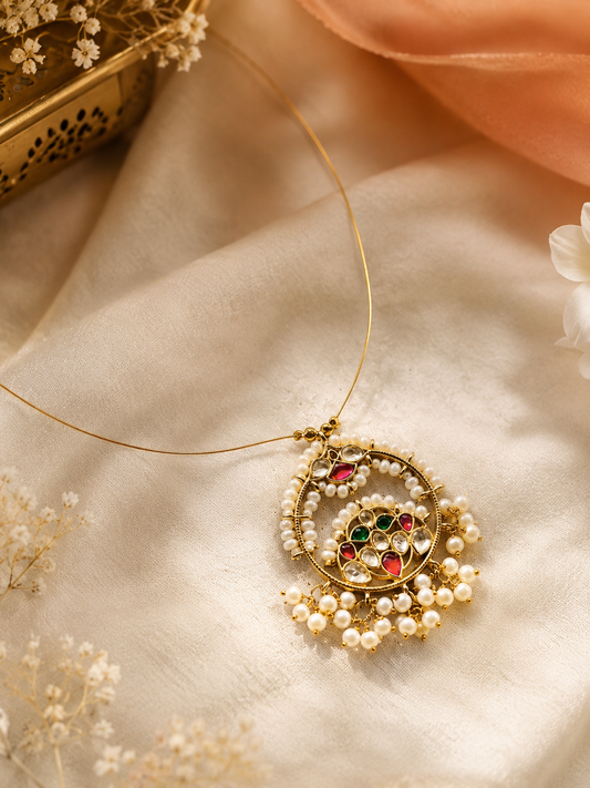 Aarika Pearl Kundan Pendant Invisible Necklace