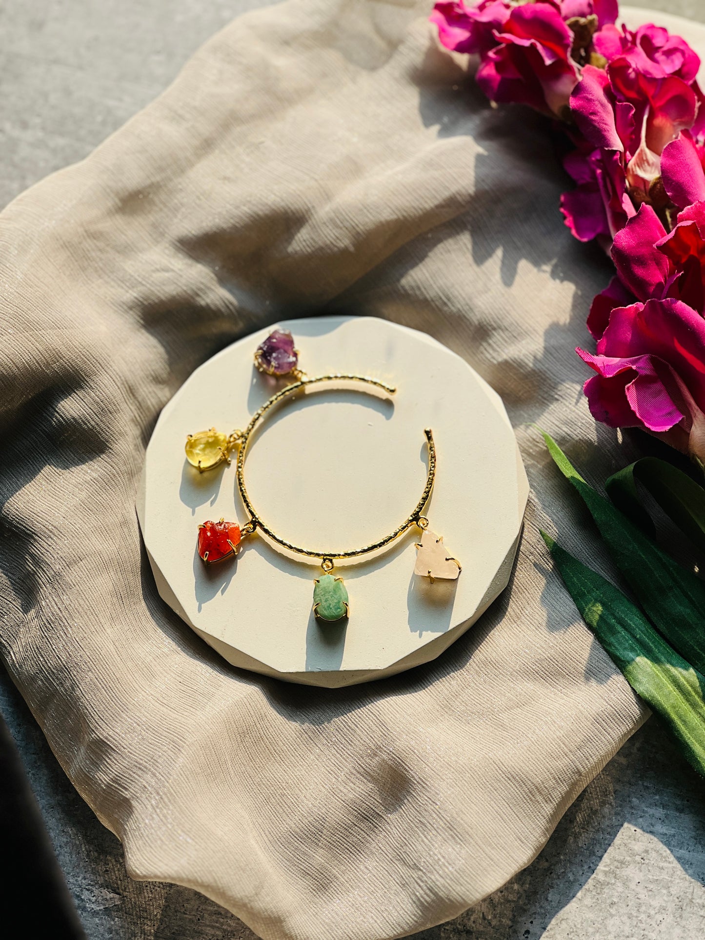 Navratna Charm Cuff Bracelet