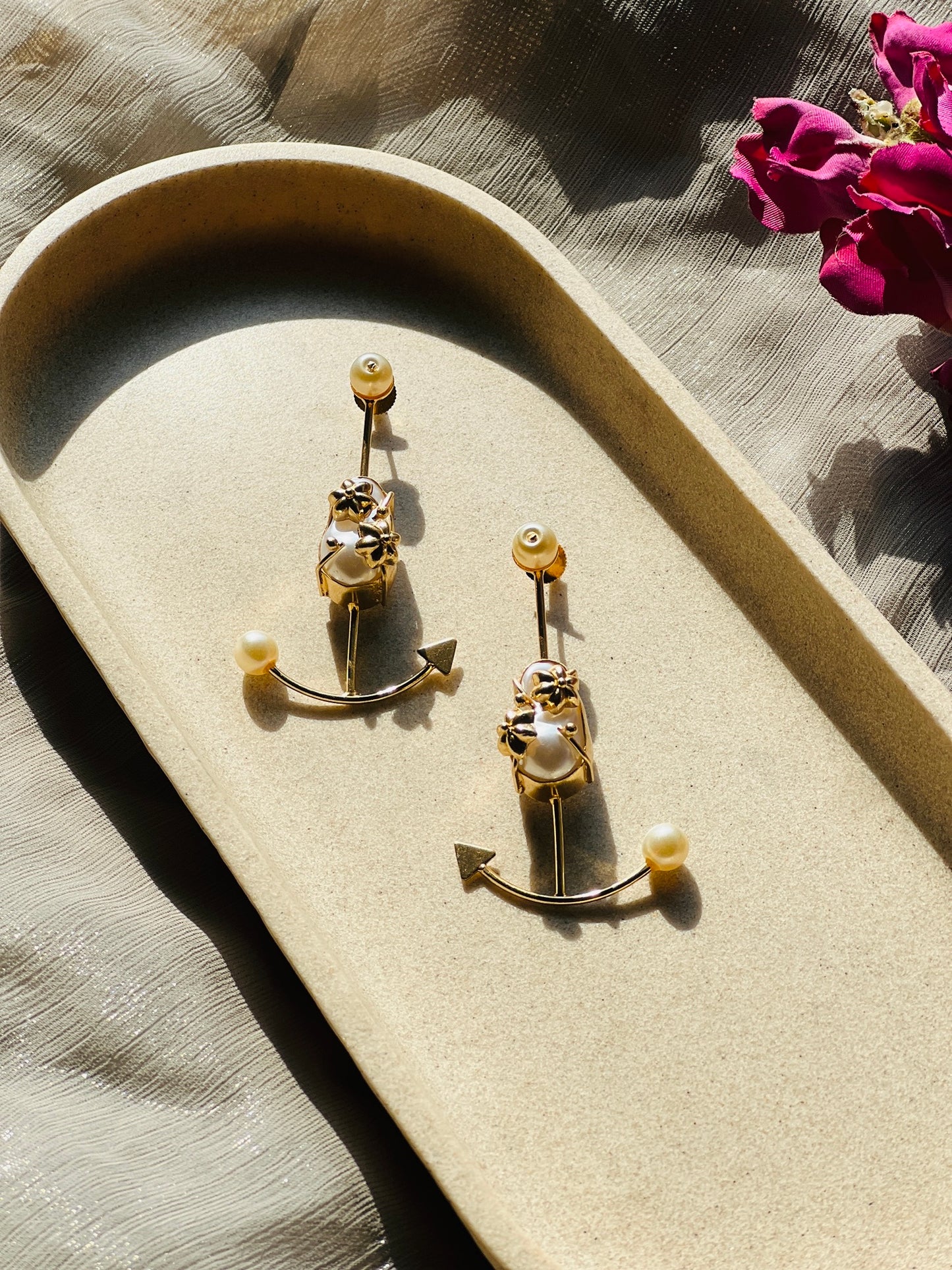 Nautica Pearl Anchor Earrings