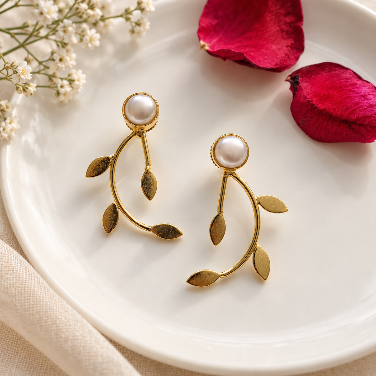 Curved Pearl Earrings