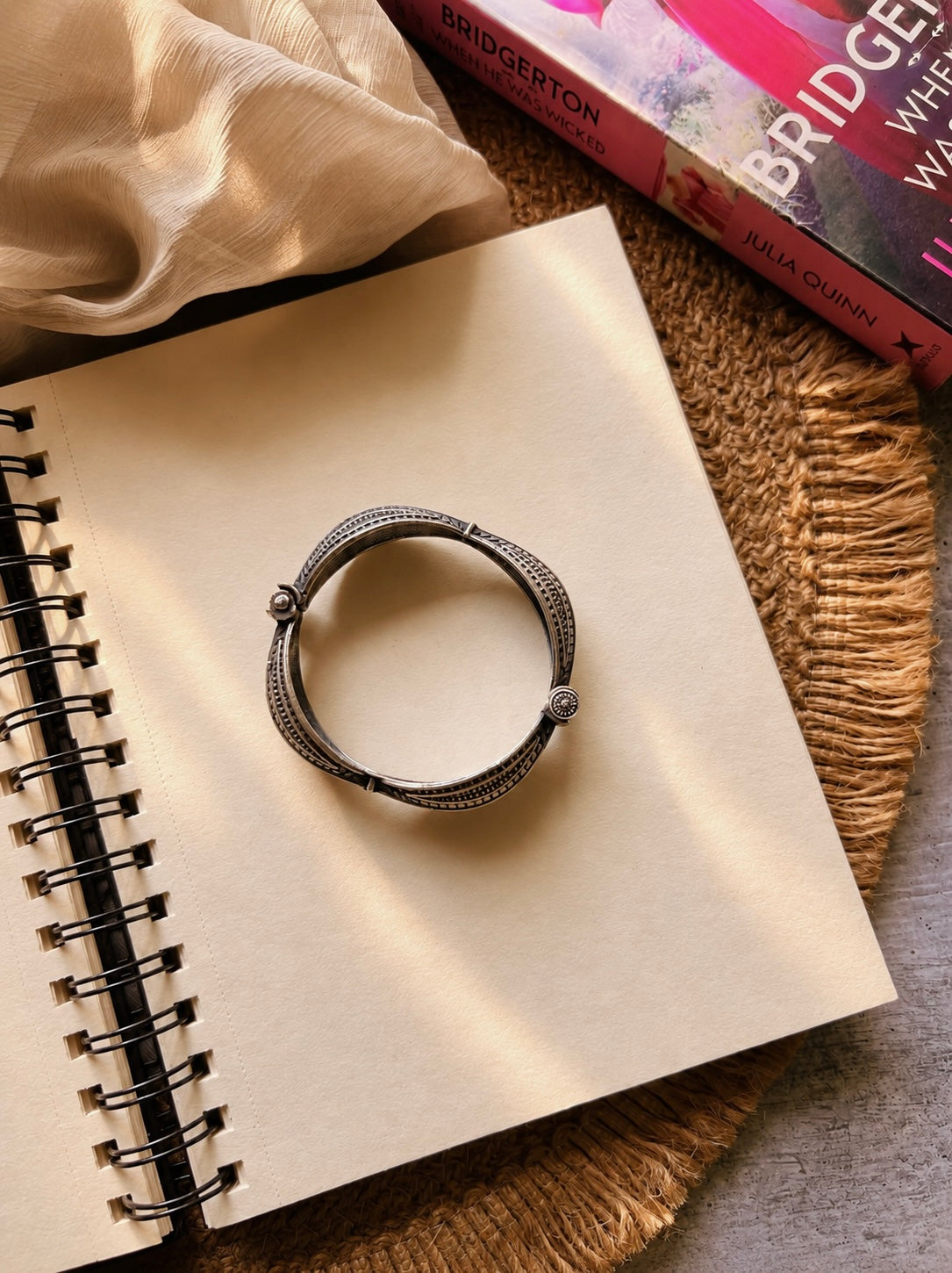 Parampara Antique Silver Adjustable Screw Bangle