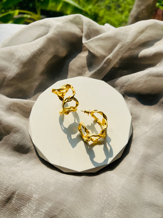 Molten Gold Sculpt Hoop Earrings