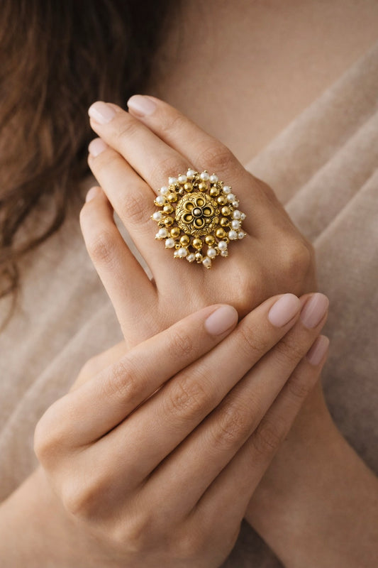 Pearl Bloom Adjustable Ring