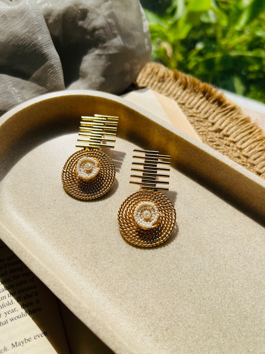 Pearl Halo Disc Earrings