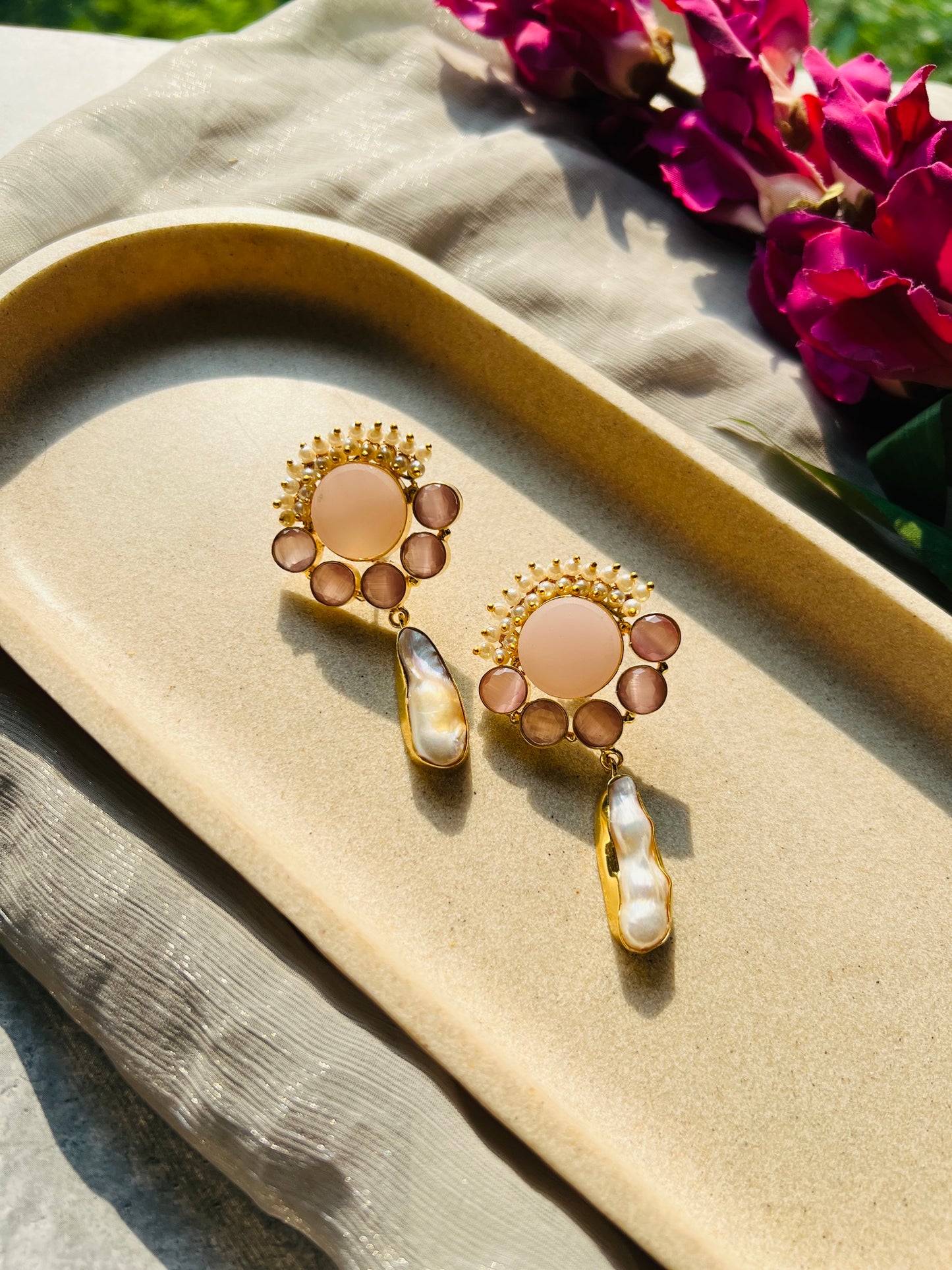 Celeste Pearl Drop Statement Earrings