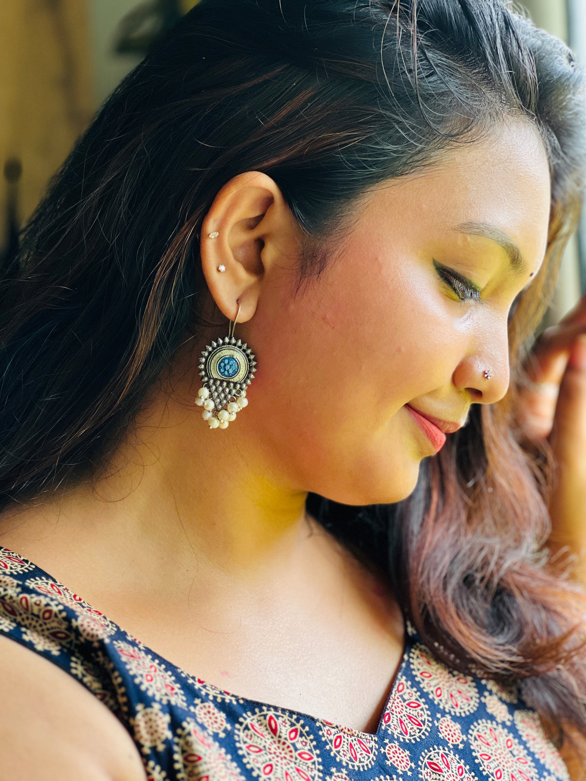 Artisan Pearl Silver Hoops - Earrings