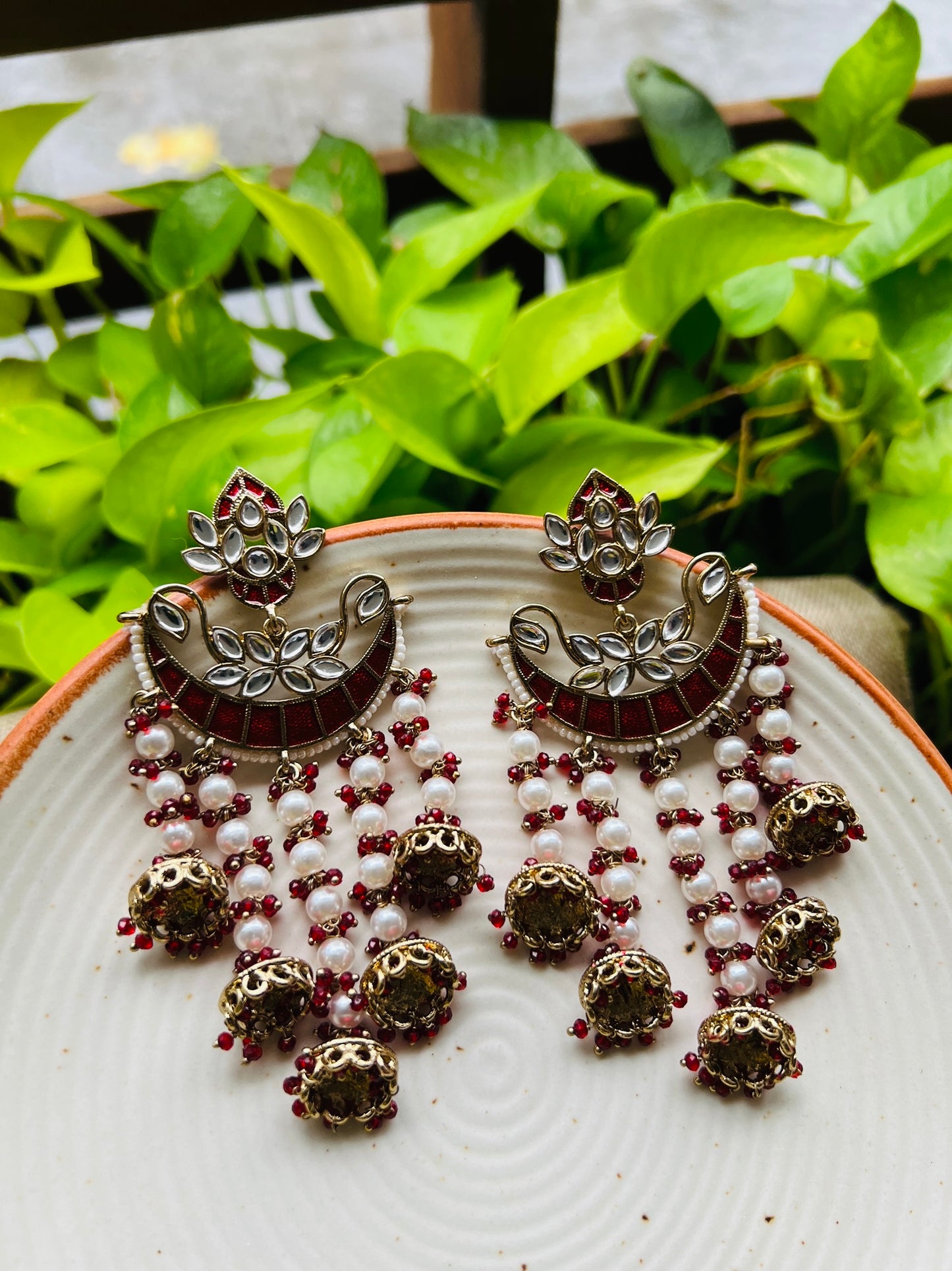 KUNDAN MOON FALL EARRING - Earrings