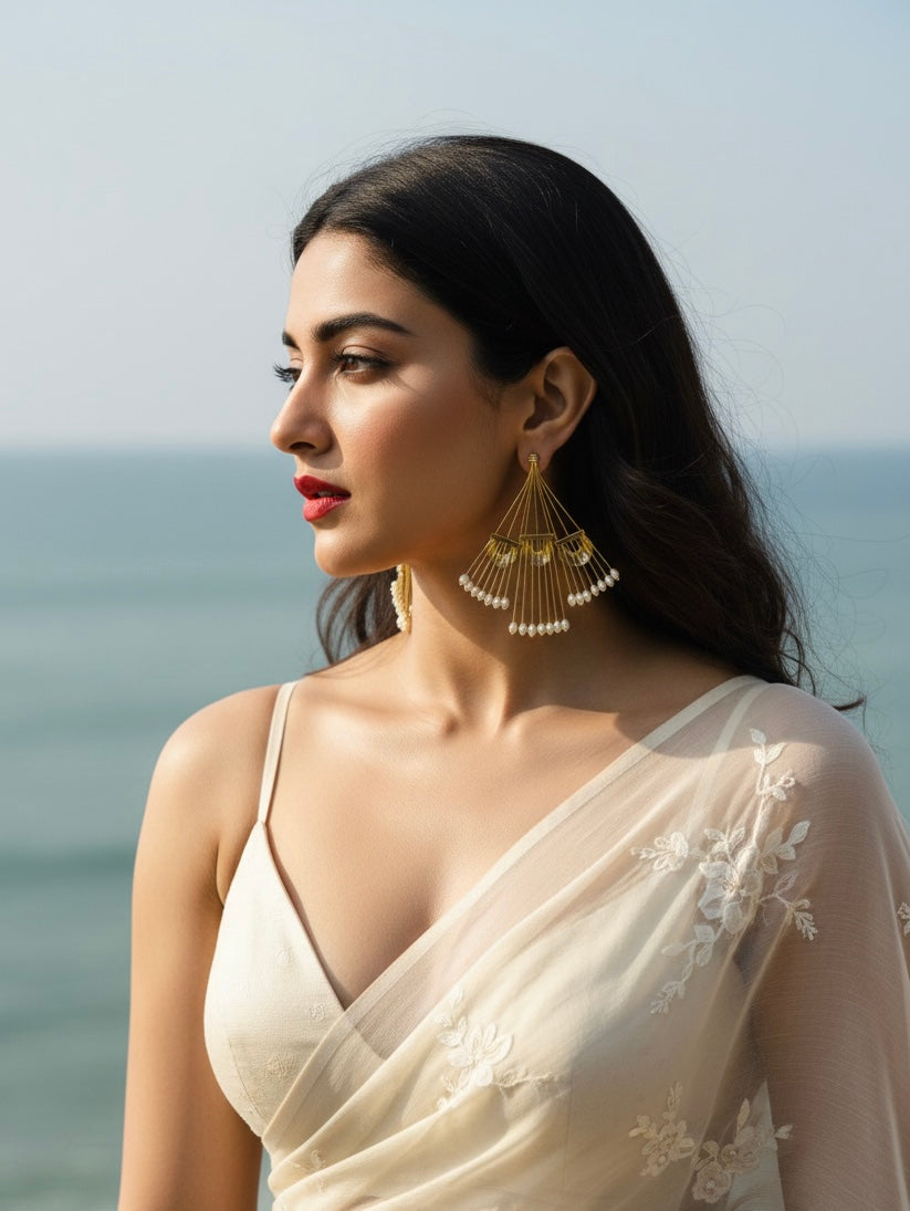 Suvarna Fan Pearl Drops