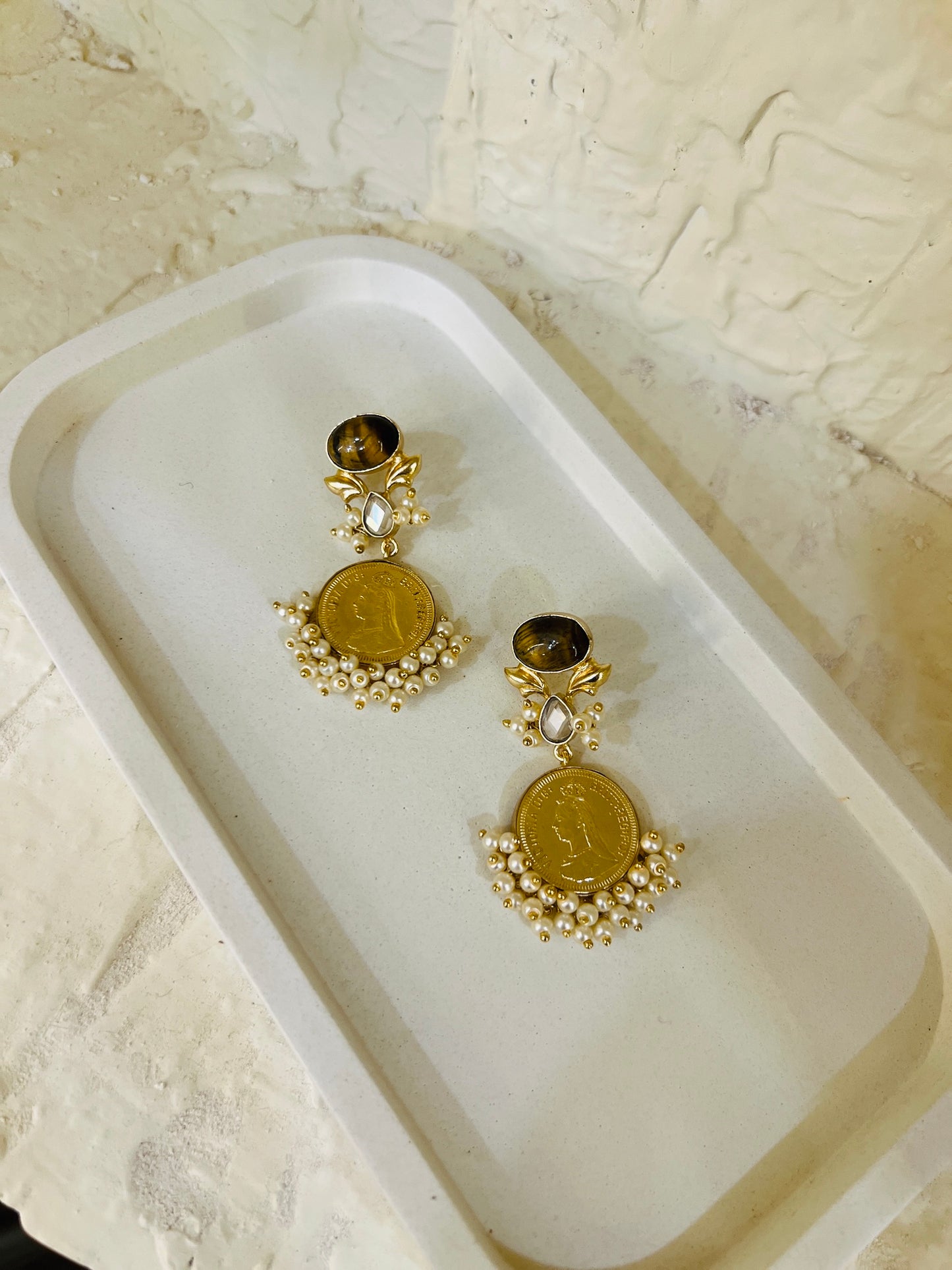 Royal Heirloom Coin Pearl Earrings