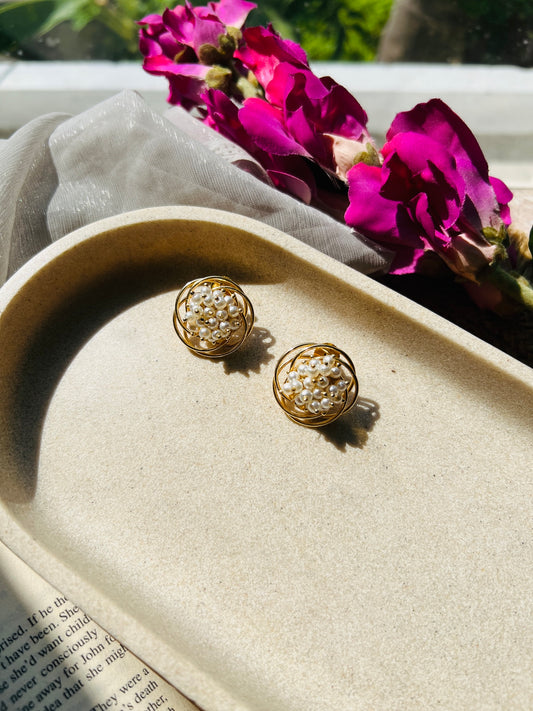 Pearl Nest Stud Earrings